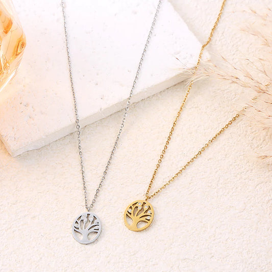 Collier chaîne dorée ou Argentée avec pendentif arbre de vie et strass sur les branches