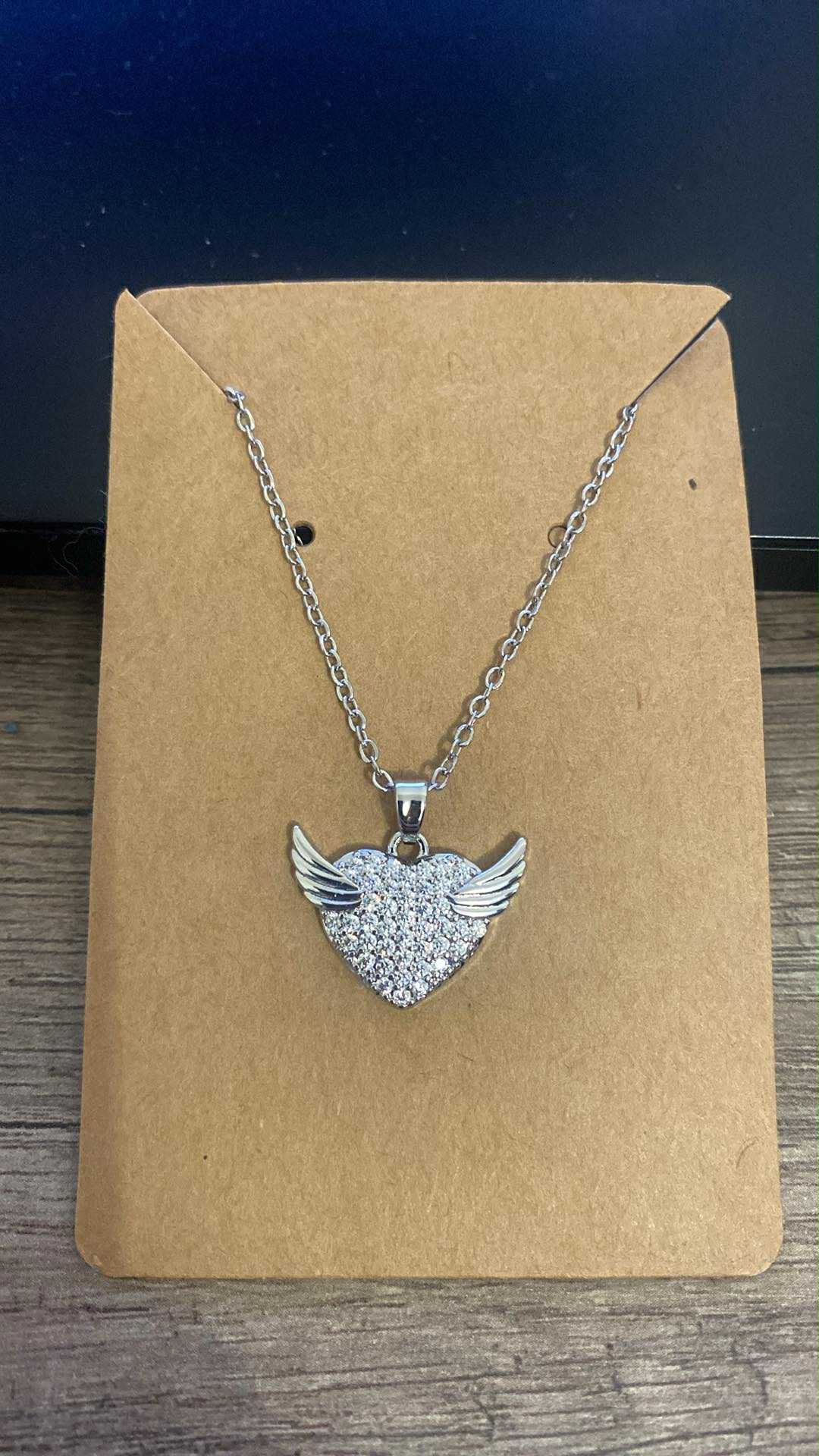 COLLIER COEUR D'ANGE ARGENT ACIER INOXYDABLE