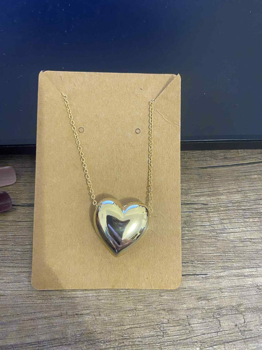 COLLIER COEUR ARGENT OU OR ACIER INOXYDABLE