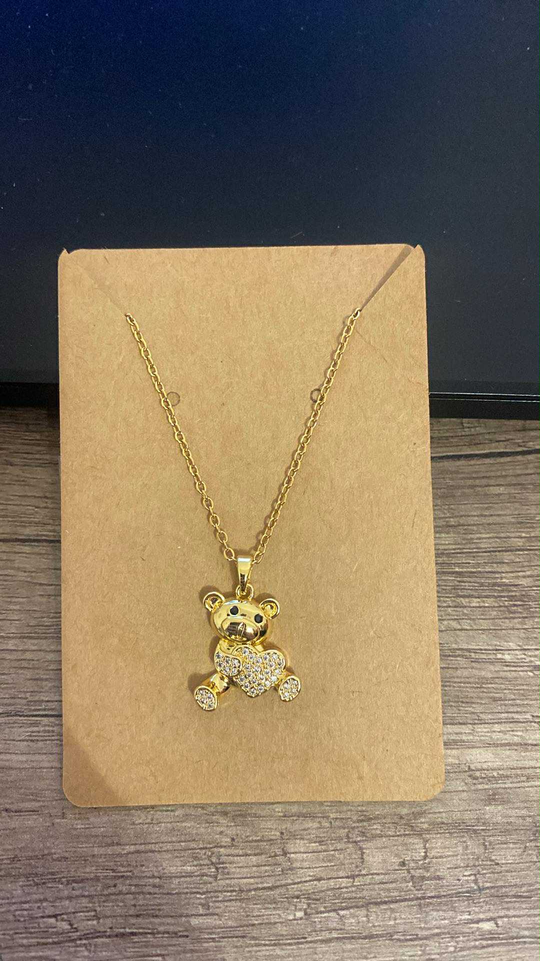 COLLIER OR OURSON ACIER INOXYDABLE