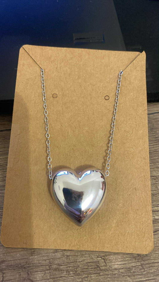 COLLIER COEUR ARGENT OU OR ACIER INOXYDABLE